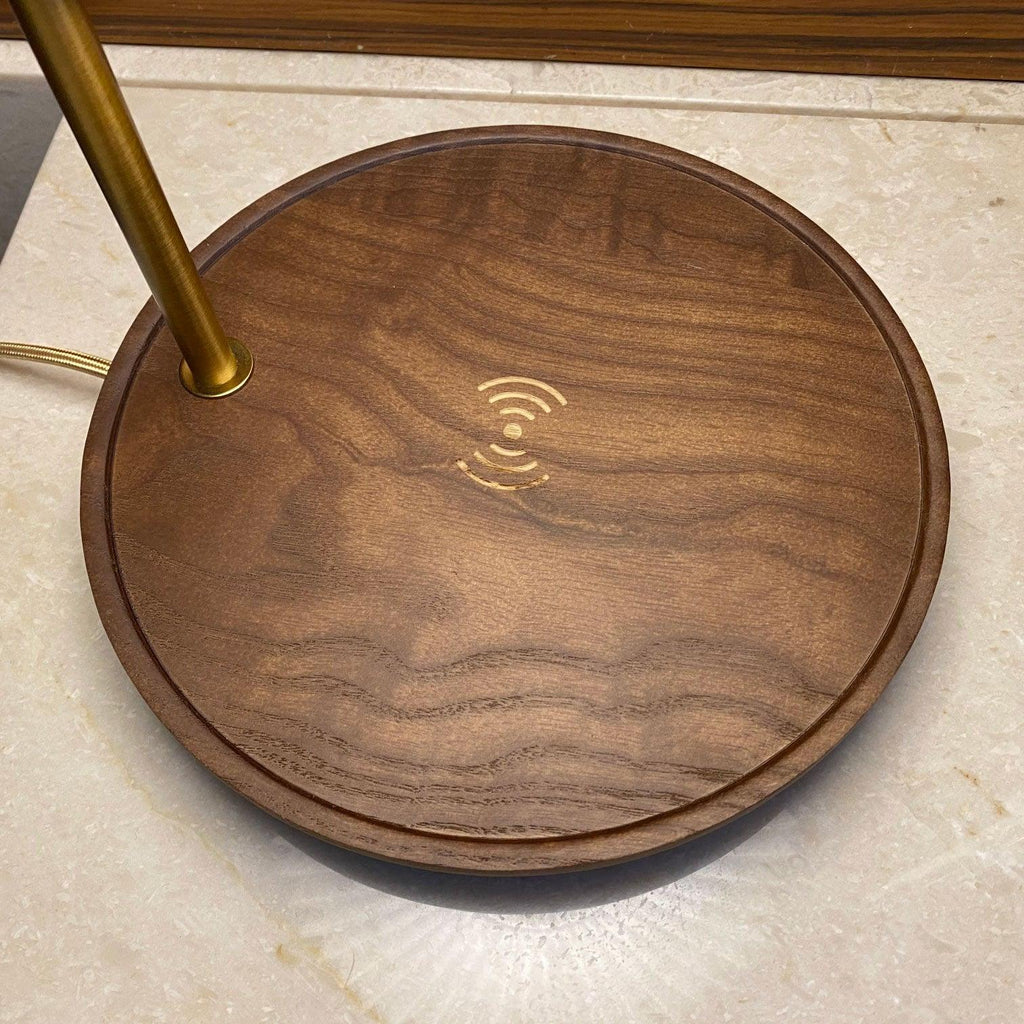 Table Lamp 20.4 Inches Walnut Base Pleated Linen Shade