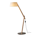 Adjustable Arm Floor Lamp Wood Frame White Fabric Shade 65 in
