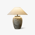 Aged Ceramic Vase Table Lamp Linen Shade 21.7 in Set of 2