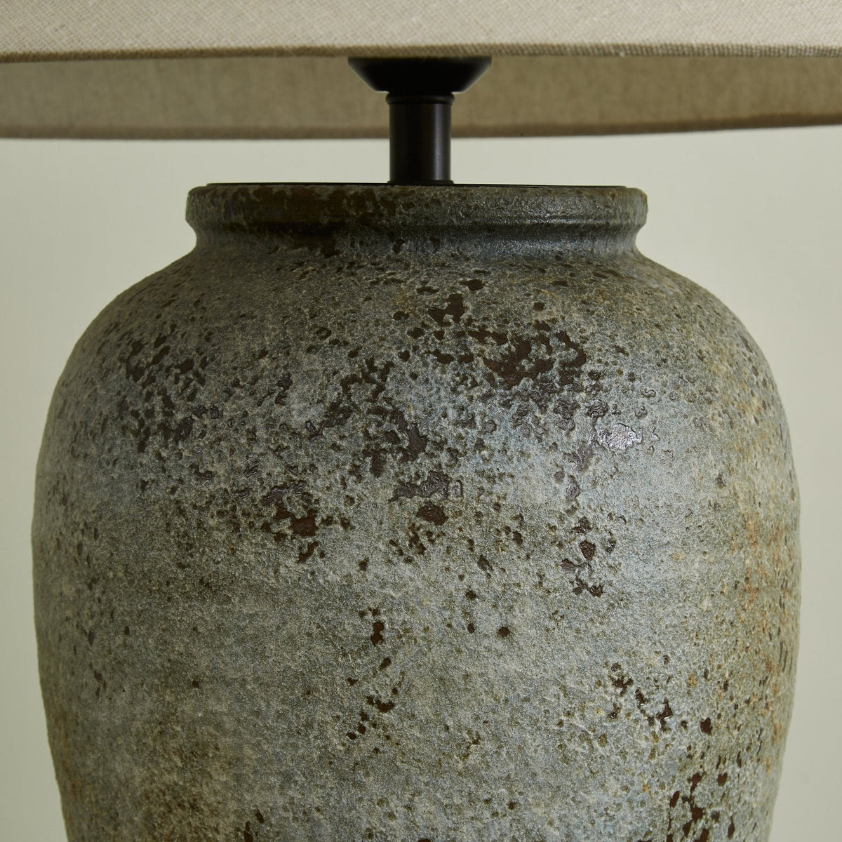 Aged Ceramic Vase Table Lamp Linen Shade 21.7 in Set of 2