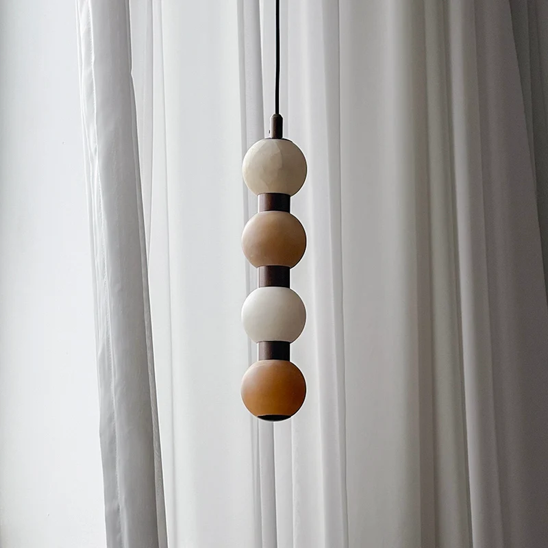 Alabaster Bead Pendant Light Stacked Cluster 4 Light 10.2 in