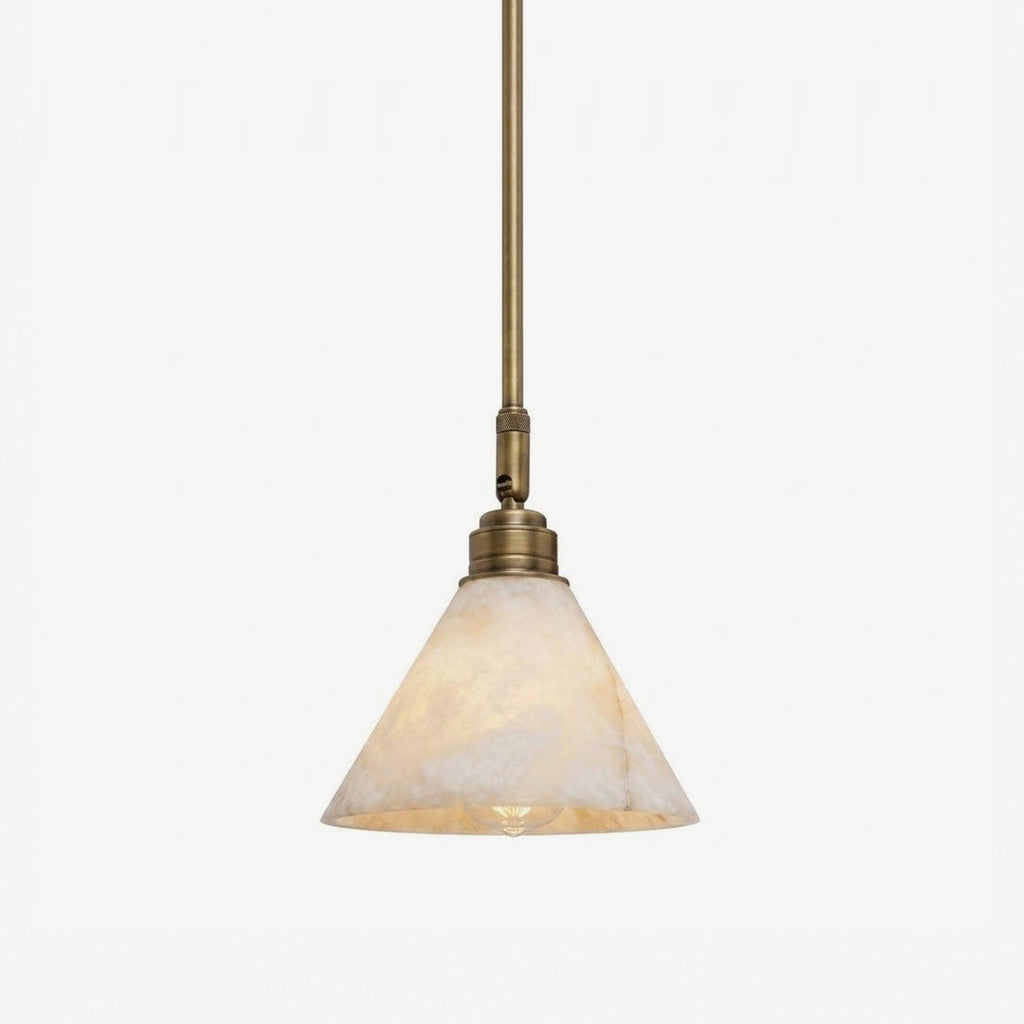 Alabaster Cone Pendant Light Slim Downrod 6.7 in Set of 2