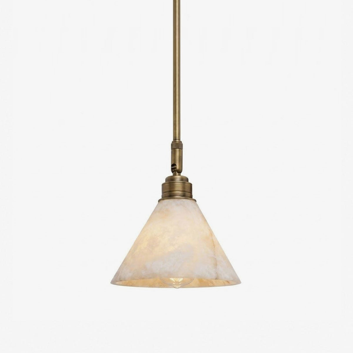Alabaster Cone Pendant Light Slim Downrod 6.7 in Set of 2