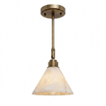 Alabaster Cone Pendant Light Slim Downrod 6.7 in Set of 2