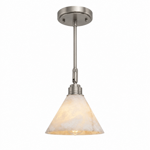 Alabaster Cone Pendant Light Slim Downrod 6.7 in Set of 2
