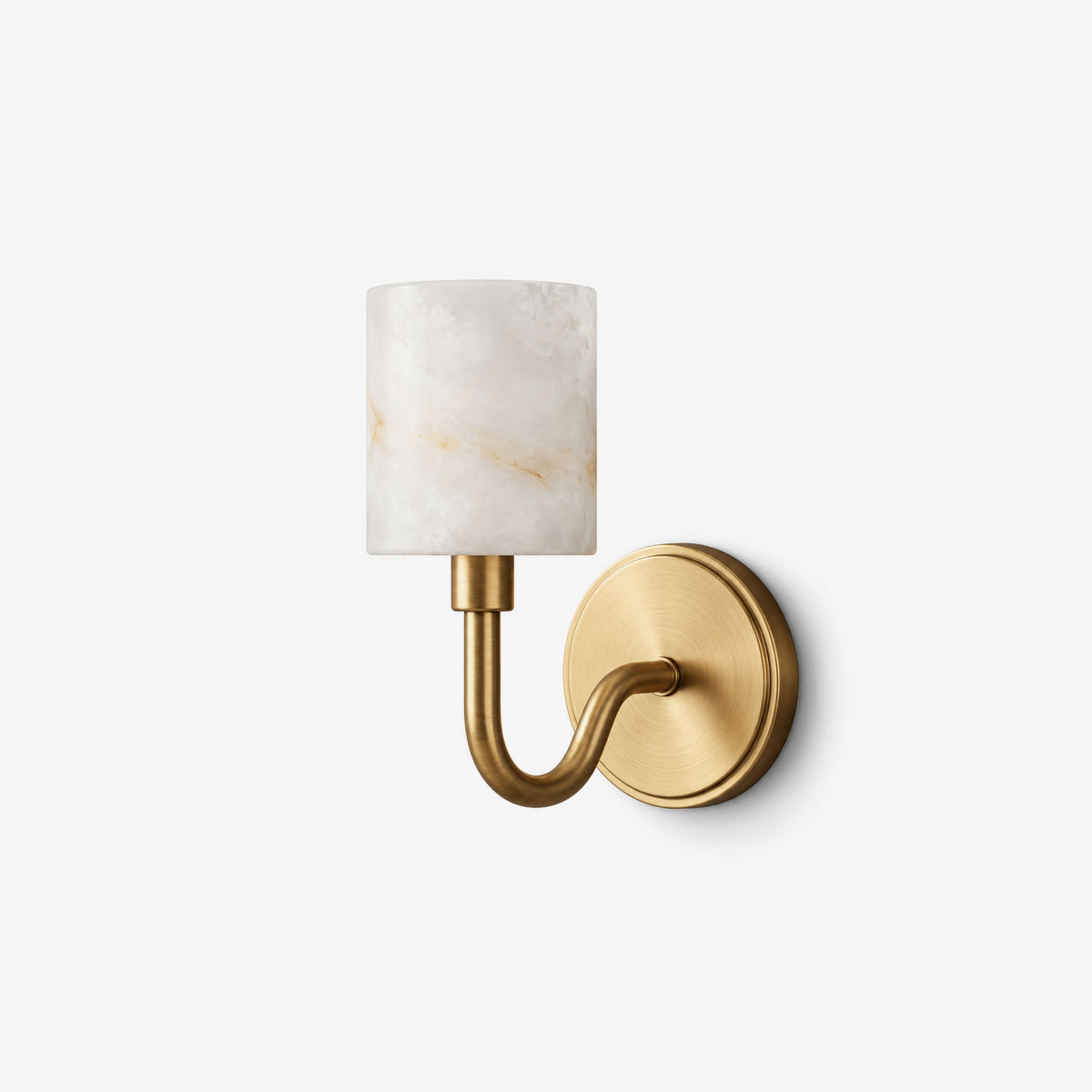 Alabaster Cylinder Wall Sconce Curved Arm 4.7 x 11 in