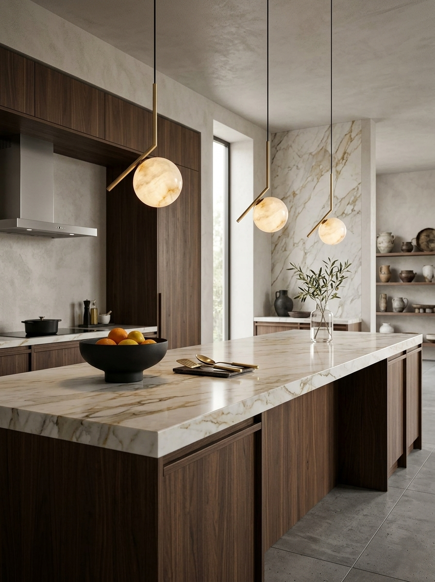 Alabaster Globe Pendant Light Angled Metal Rod 9.1 in