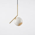 Alabaster Globe Pendant Light Angled Metal Rod 9.1 in