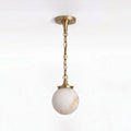 Alabaster Globe Pendant Light Metal Link Chain 5.9 in