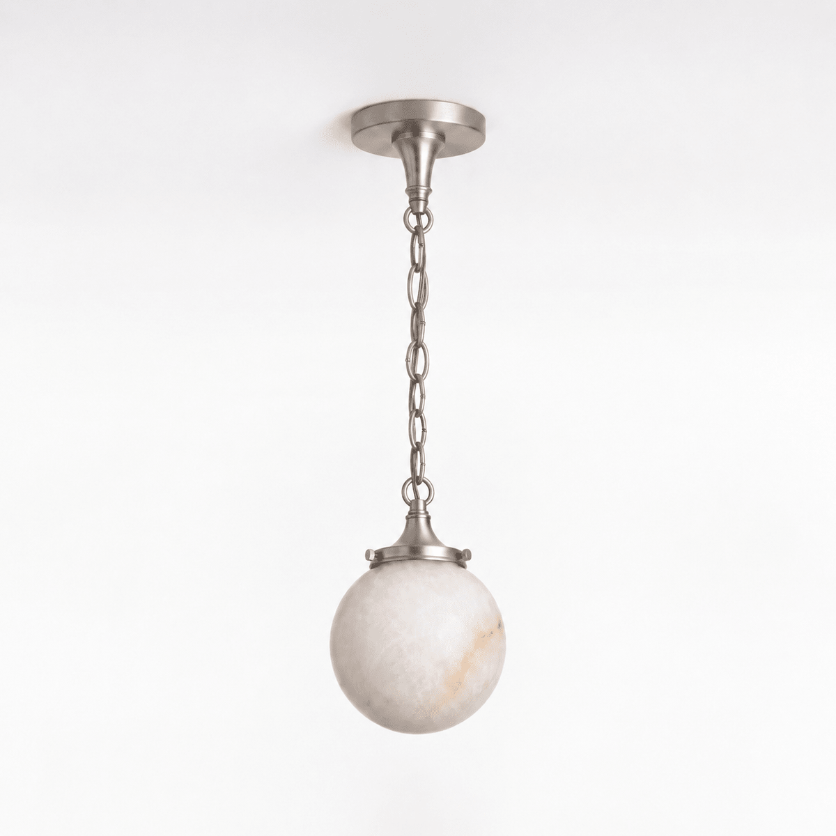 Alabaster Globe Pendant Light Metal Link Chain 5.9 in