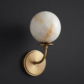Alabaster Globe Wall Sconce Curved Arm Bobeche 12.2 in