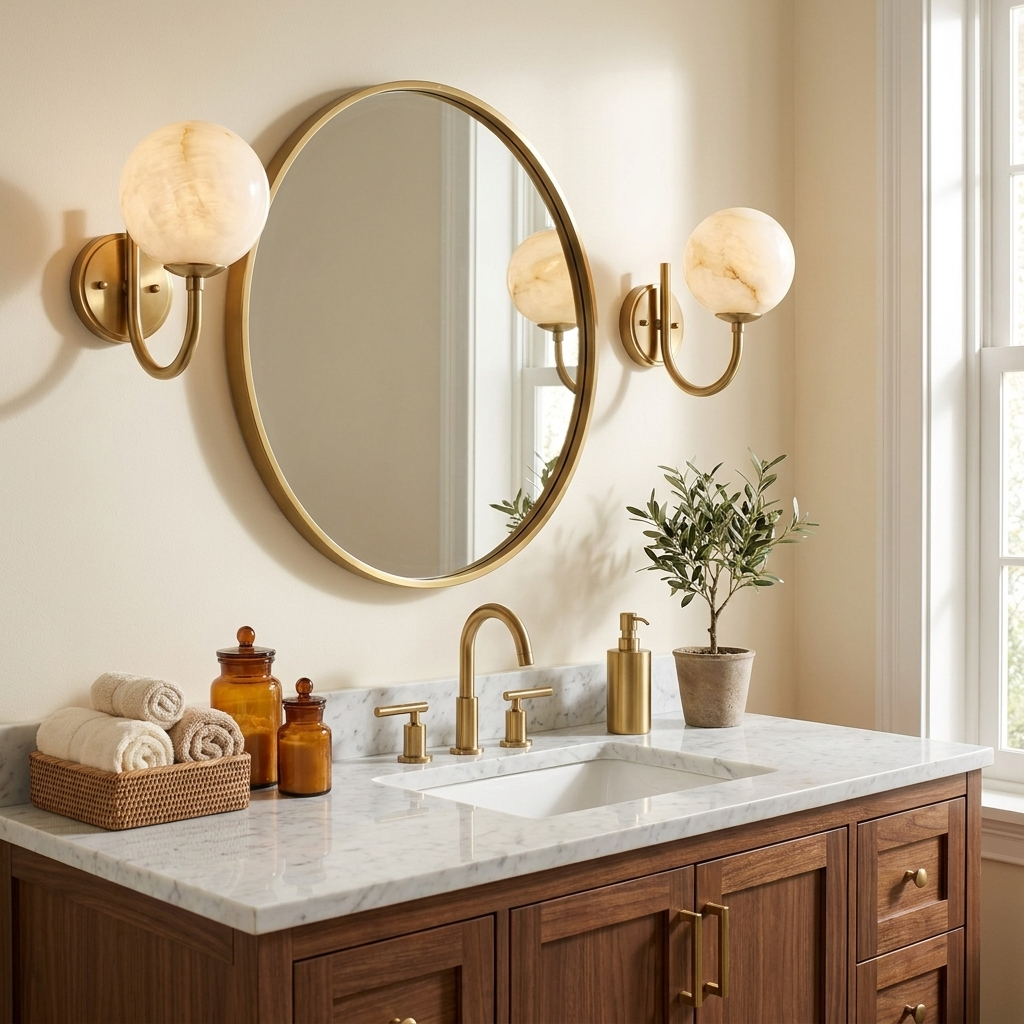 Alabaster Globe Wall Sconce Curved J Arm 9.8 in Set of 3
