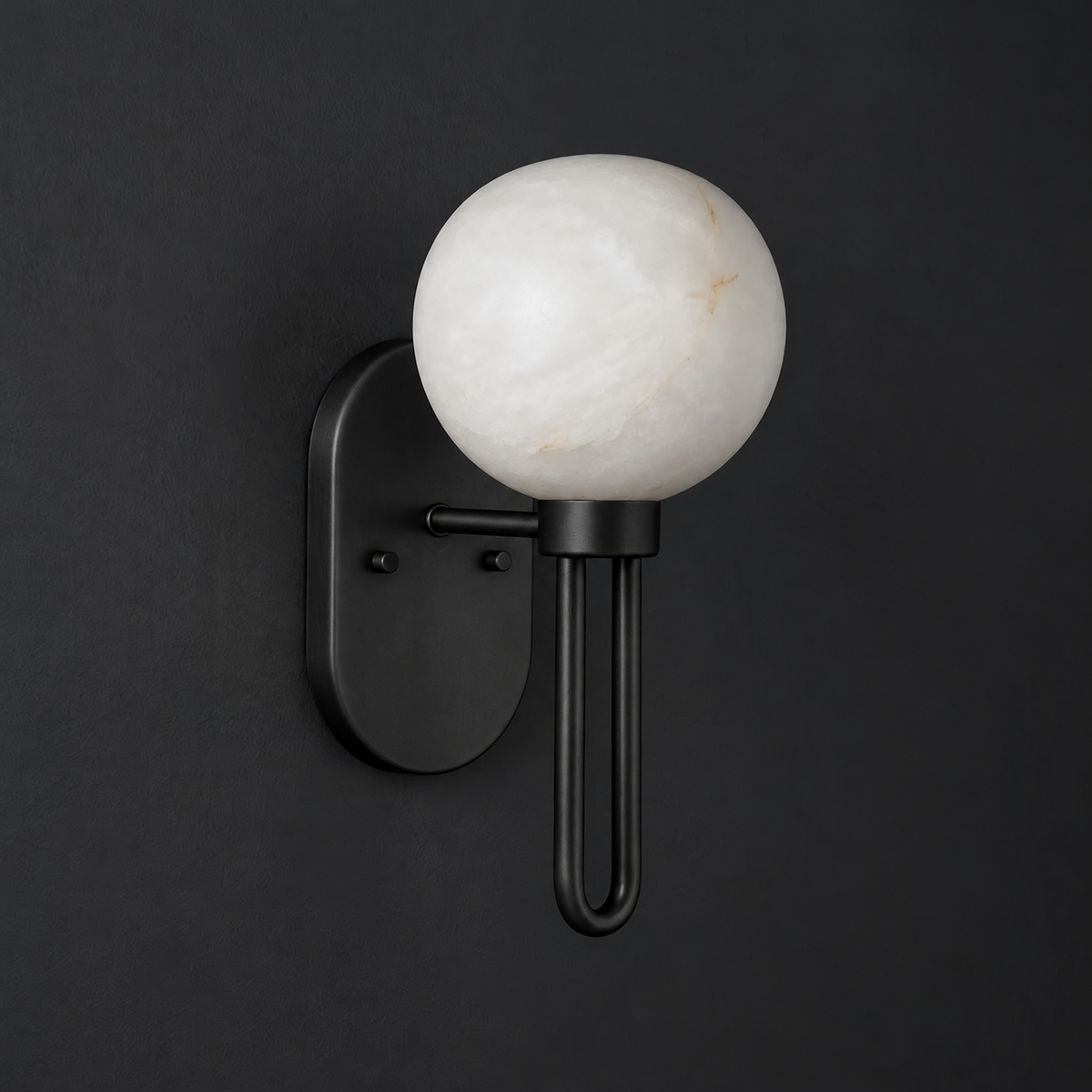 Alabaster Globe Wall Sconce U Loop Arm 13.8 in Set of 2