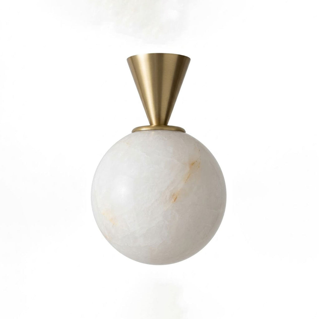Alabaster Sphere Flush Ceiling Light Cone Canopy 5.9 in