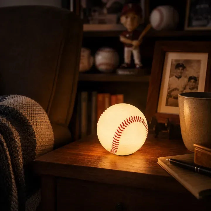 Baseball Night Light 3.1 in PLA Desk Lamp Set of 2