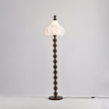 Beaded Wood Floor Lamp Carved White Fabric Shade 64.9 in Set of 3