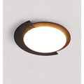 Black Stone Flush Mount Ceiling Light Walnut Arc 17.7 in