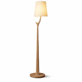 Branch Shaped Wood Floor Lamp White Fabric Shade 63 in Set of 2
