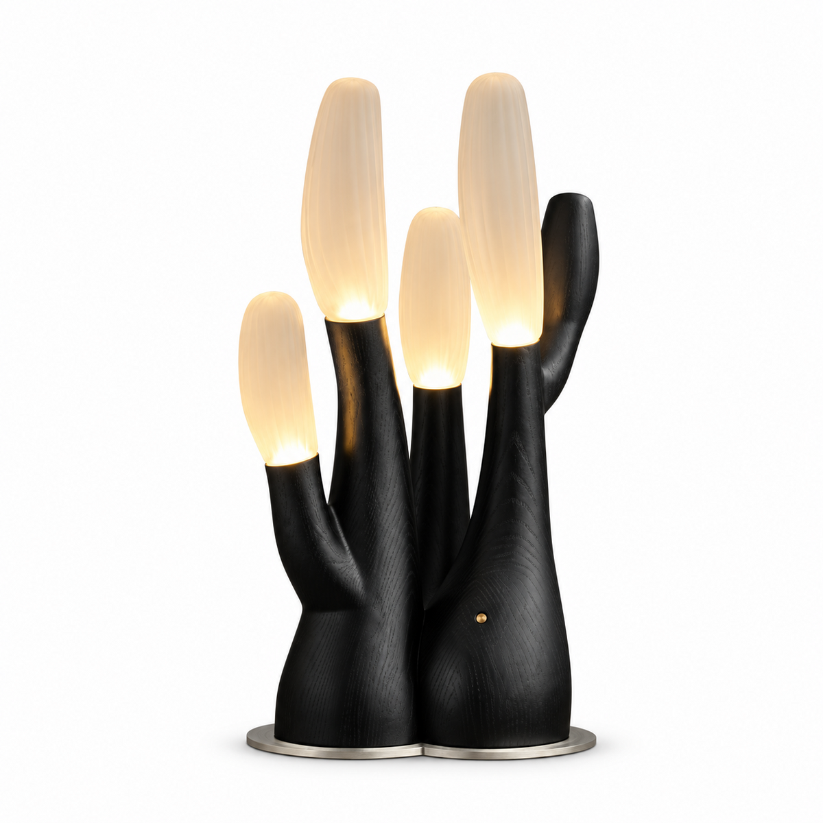 Branching Wood Table Lamp Frosted Glass Tips 22.8 in