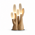 Branching Wood Table Lamp Frosted Glass Tips 22.8 in
