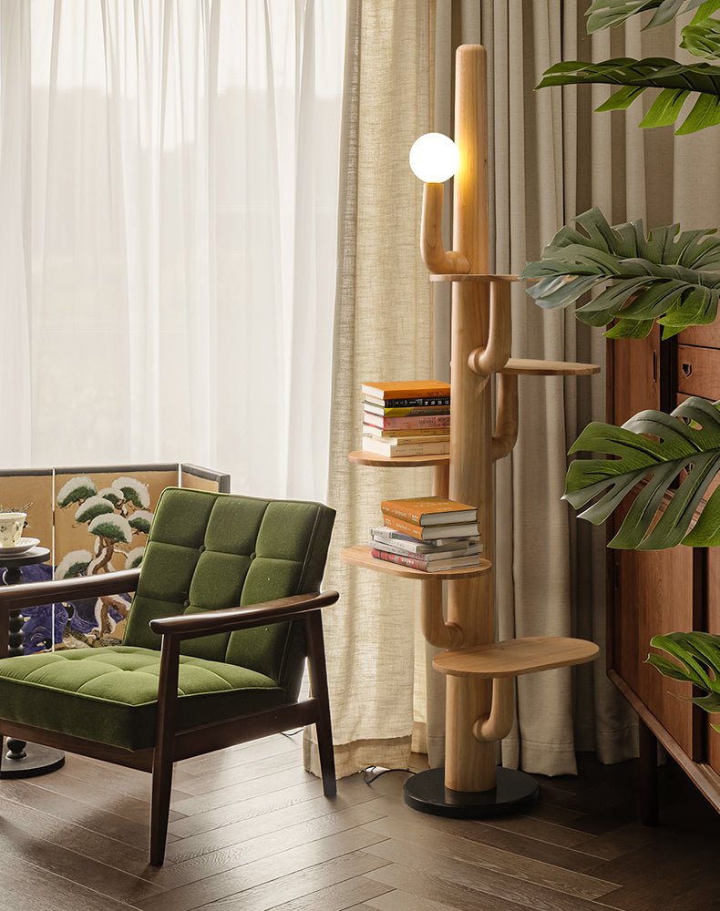 Cat Tree Floor Lamp Solid Wood Platforms Globe Light 74 in Set of 3