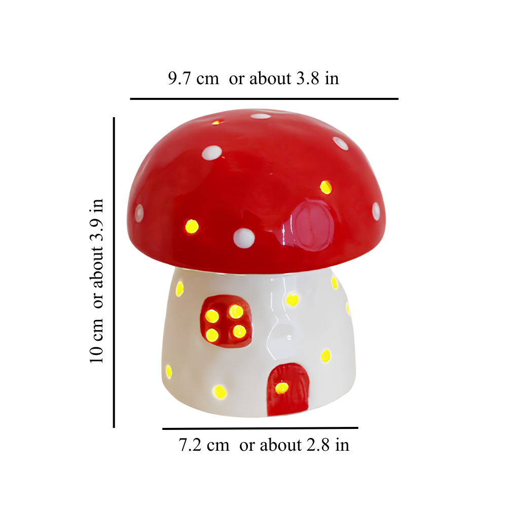 Ceramic Mushroom Night Light 3.8 x 3.9 Inch Battery LED Set of 3