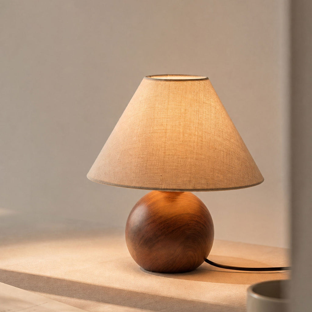 Ceramic Orb Table Lamp Linen Shade 10 in Set of 2