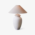 Ceramic Table Lamp Floral Petal Crest Linen Shade 29.5 in Set of 3