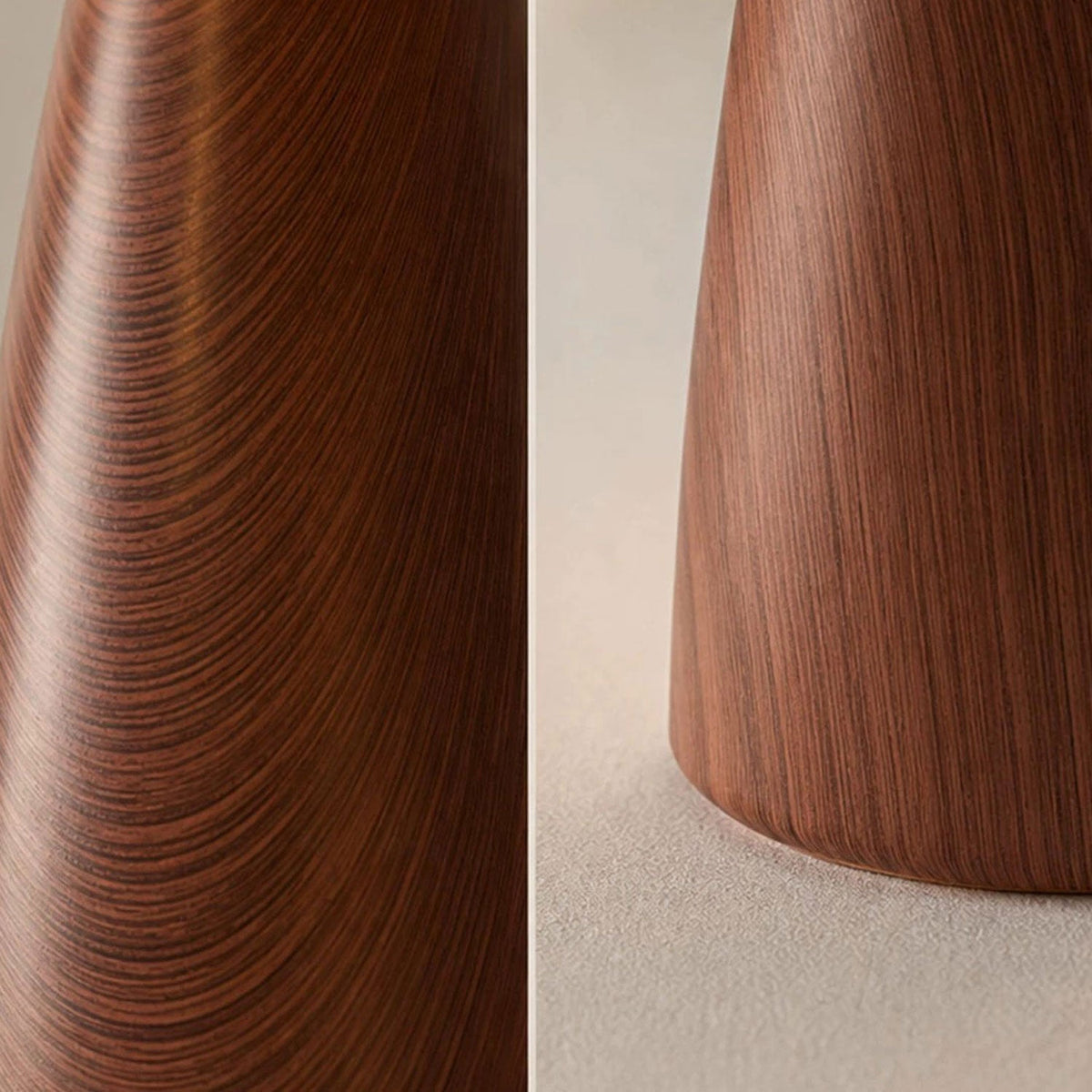 Ceramic Table Lamp Linen Shade Wood Grain Base 11.8 in