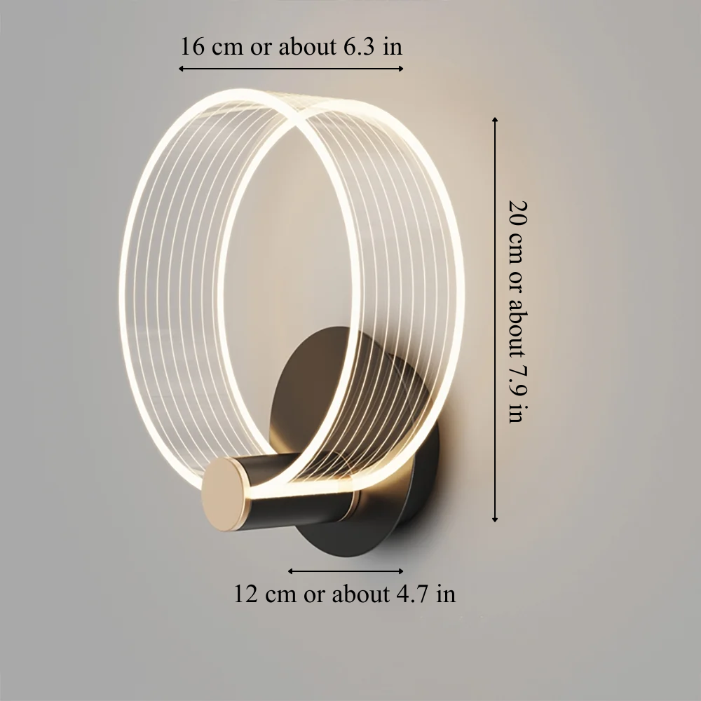 Circle Wall Night Light Acrylic Rings 7.9 Inch