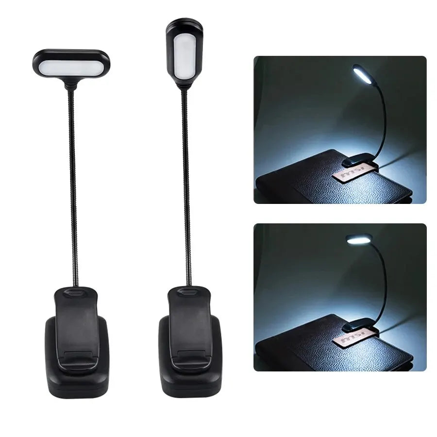 Clip On LED Book Light Flexible Neck AAA Battery Set of 3