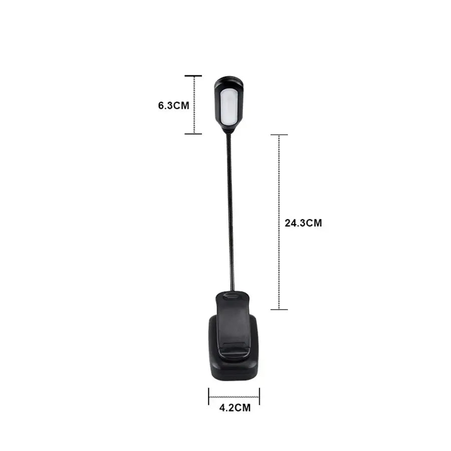 Clip On LED Book Light Flexible Neck AAA Battery Set of 3