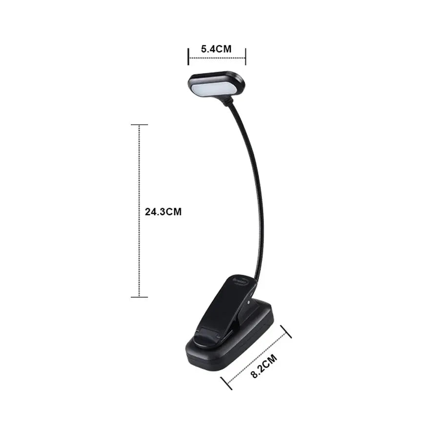 Clip On LED Book Light Flexible Neck AAA Battery Set of 3