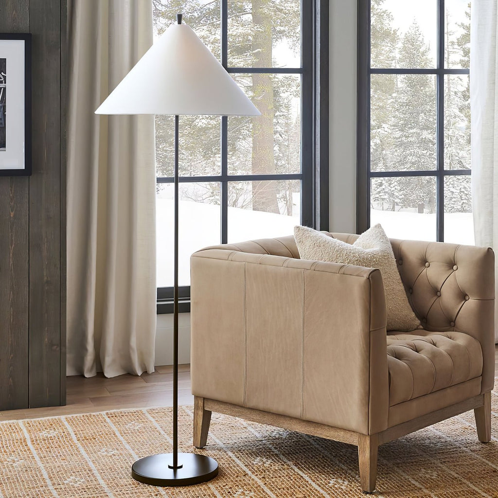 Cone Shade Floor Lamp Slim Metal Stand 63.8 in Set of 2
