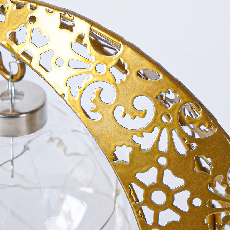 Crescent Moon Table Lamp Gold Metal 11 Inch Battery Powered