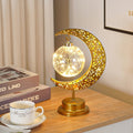 Crescent Moon Table Lamp Gold Metal 11 Inch Battery Powered