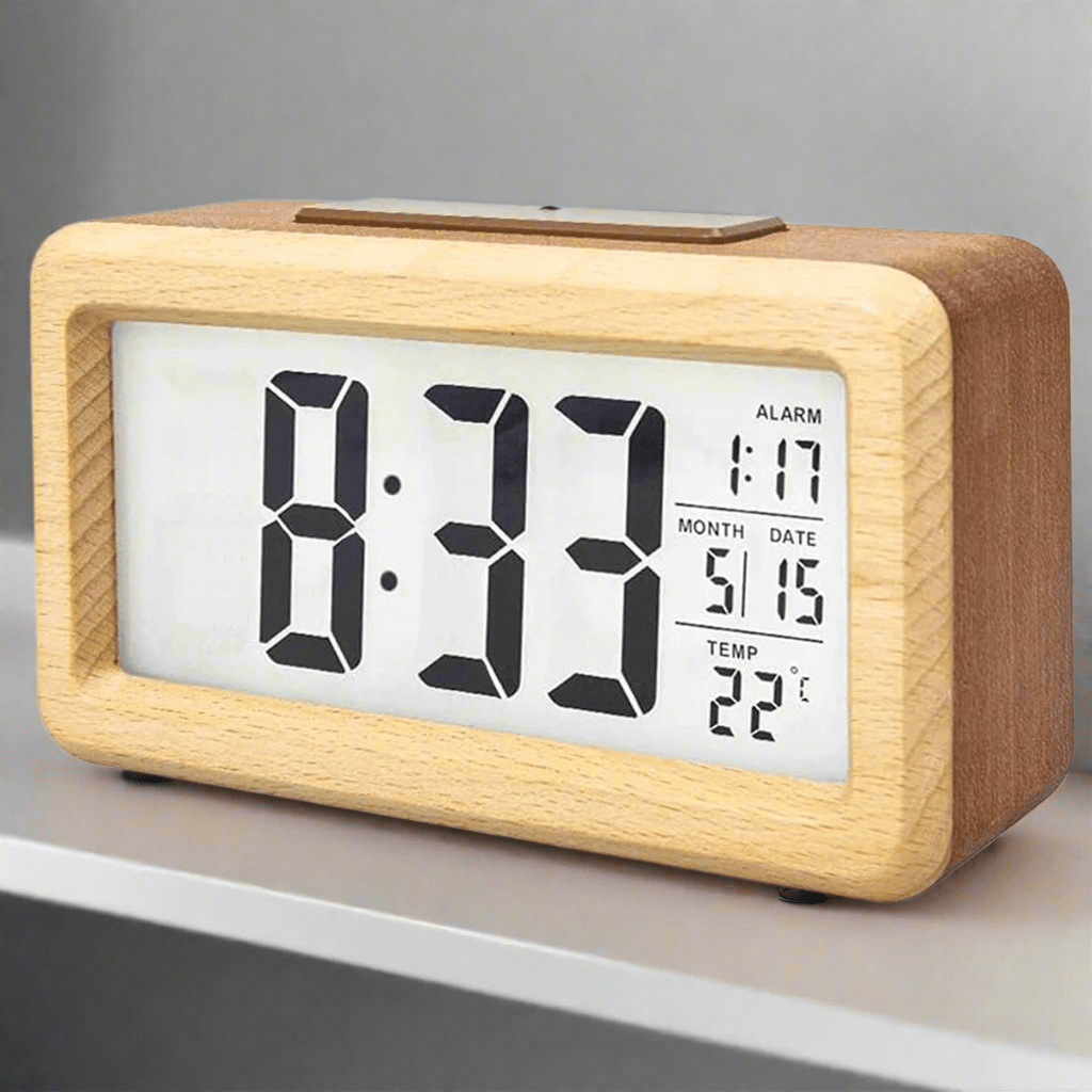 Digital Alarm Clock 5.4 Inches LED Backlight Thermometer Calendar