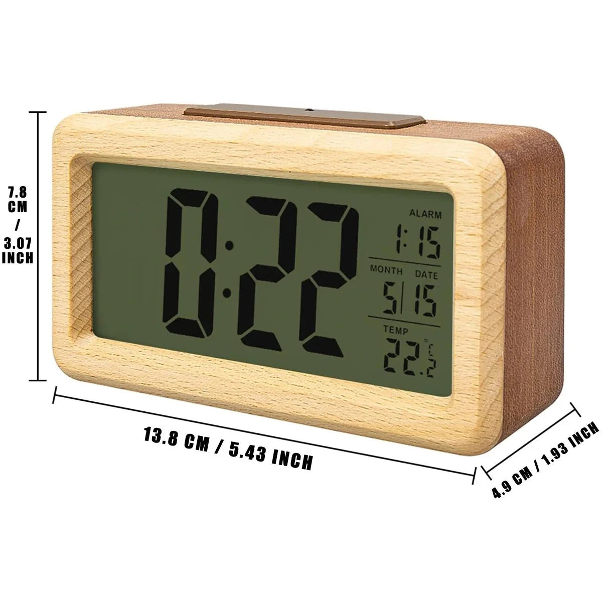 Digital Alarm Clock 5.4 Inches LED Backlight Thermometer Calendar
