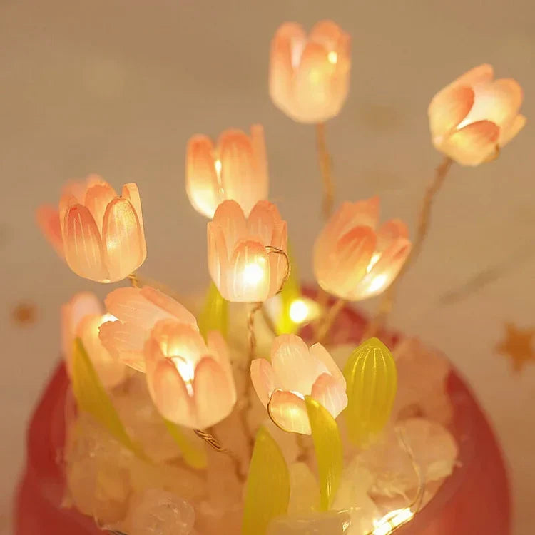 DIY Tulip Night Light Kit 10 Flowers Glass Cup Set of 2
