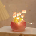 DIY Tulip Night Light Kit 10 Flowers Glass Cup Set of 2