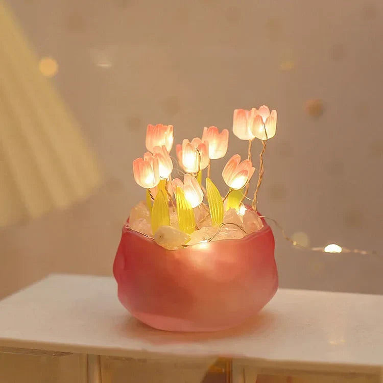 DIY Tulip Night Light Kit 10 Flowers Glass Cup Set of 2