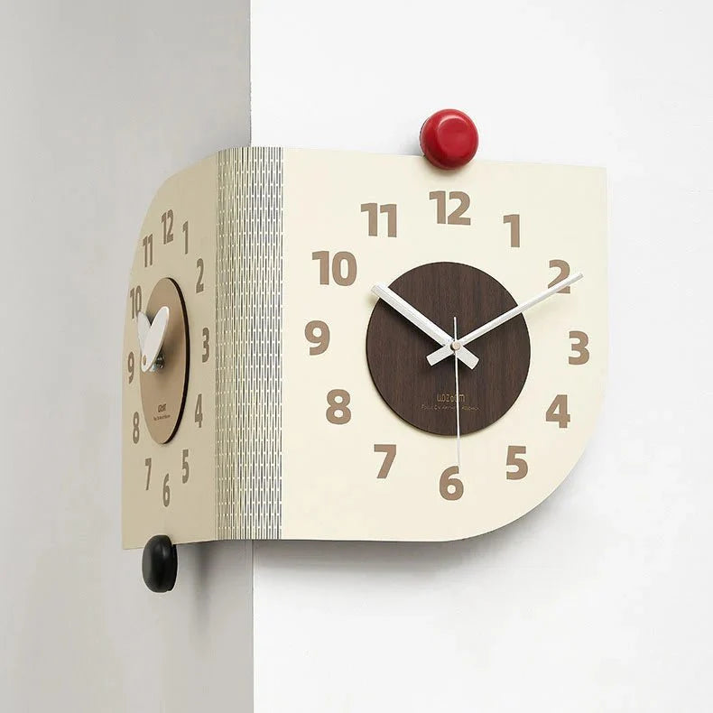 Corner Wall Clock Double Sided Silent 14.6 Inches