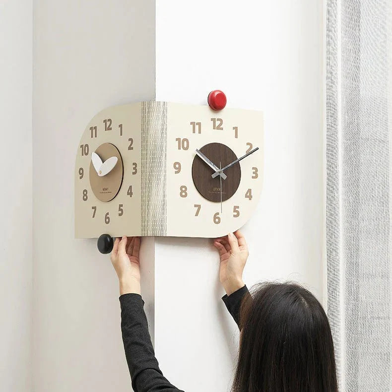 Corner Wall Clock Double Sided Silent 14.6 Inches