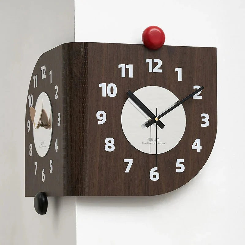 Corner Wall Clock Double Sided Silent 14.6 Inches