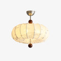 Fabric Lantern Pendant Light Wood Ball Accents 17.7 in Set of 2