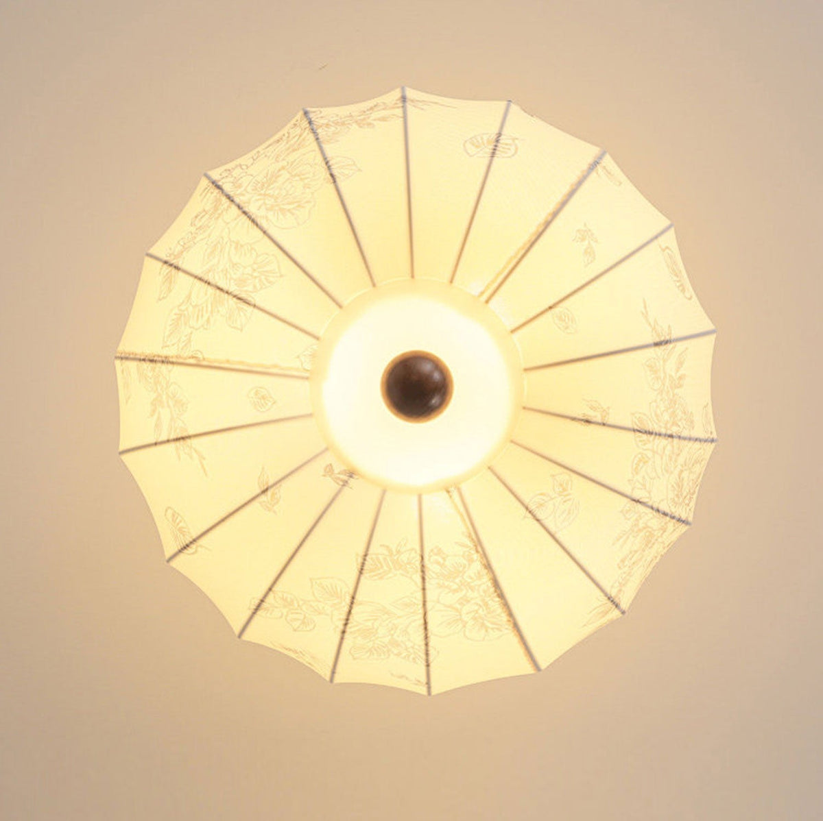 Fabric Lantern Pendant Light Wood Ball Accents 17.7 in Set of 2