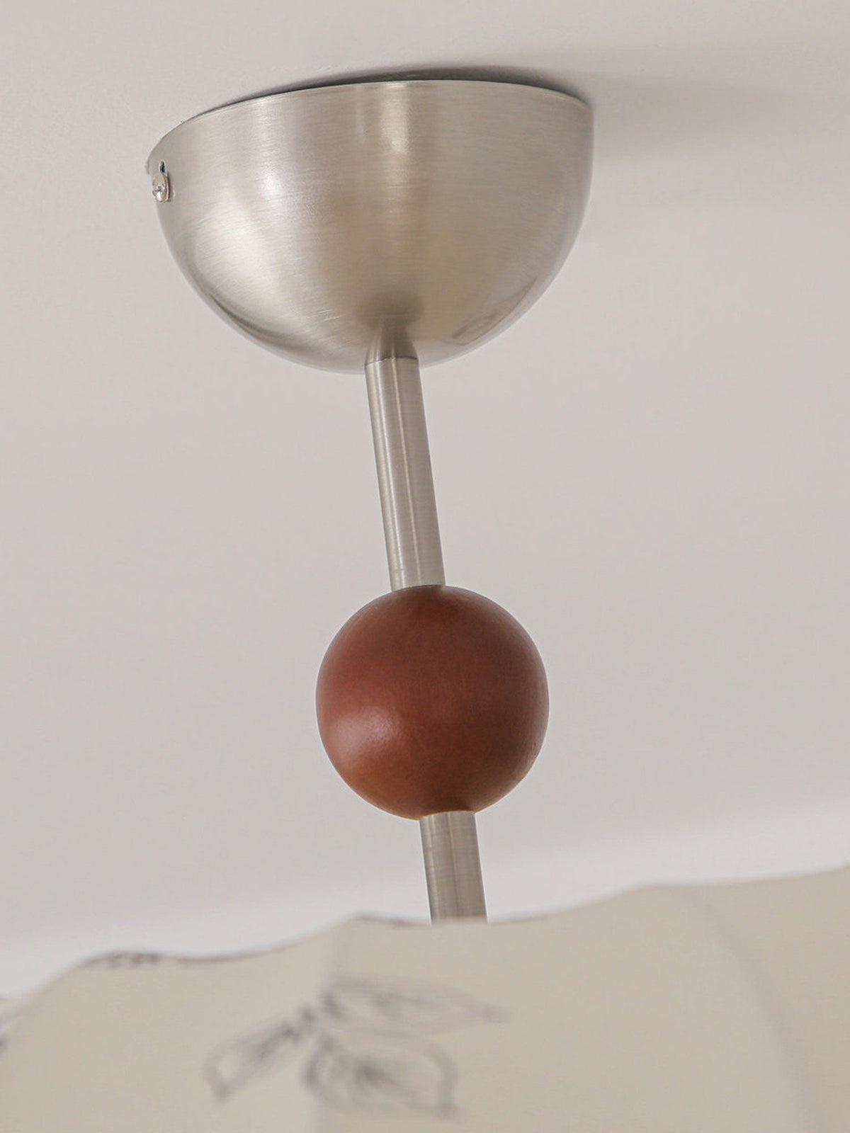 Fabric Lantern Pendant Light Wood Ball Accents 17.7 in Set of 2