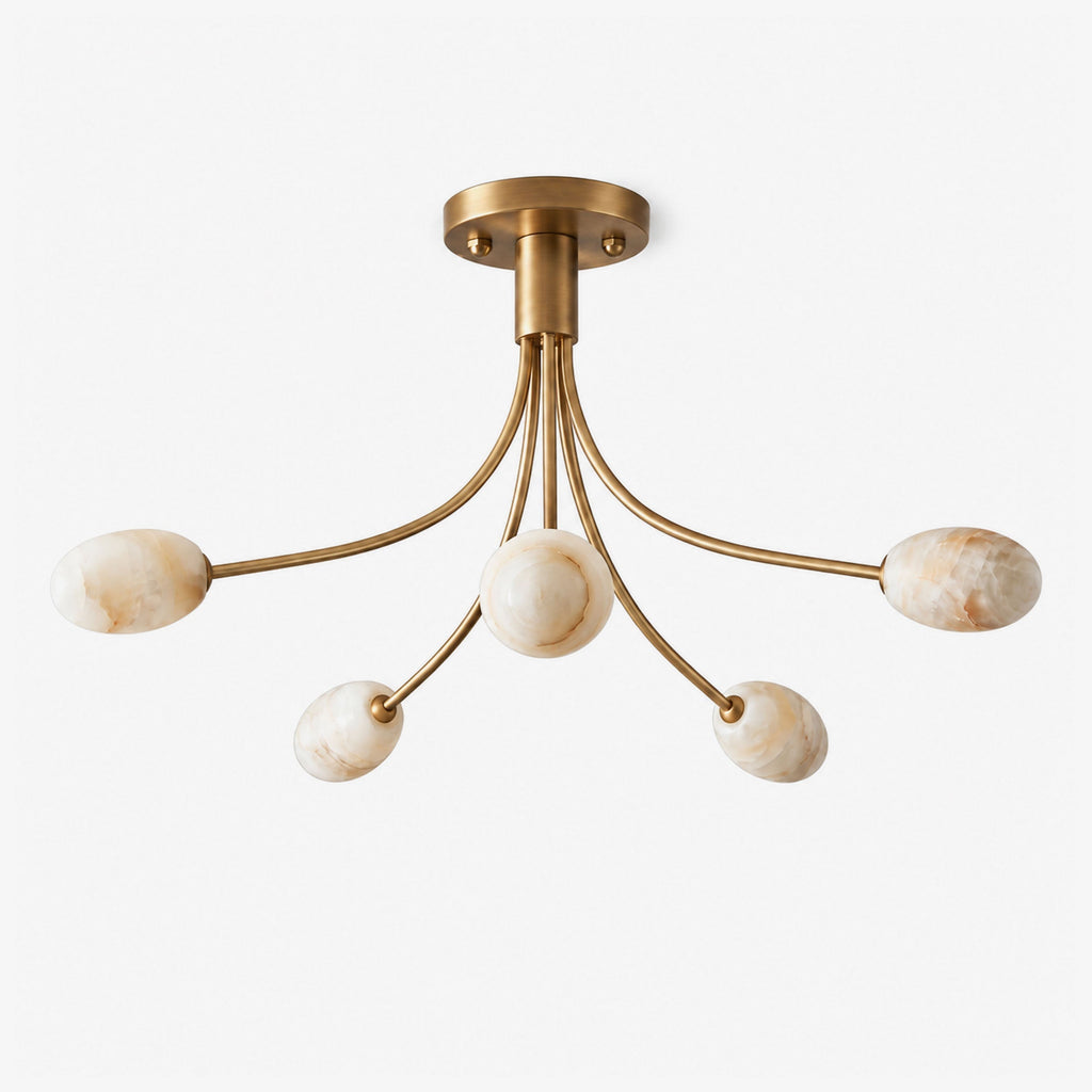 Five Alabaster Globe Semi Flush Ceiling Light 59.1 in Set of 2