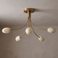 Five Alabaster Globe Semi Flush Ceiling Light 59.1 in Set of 2