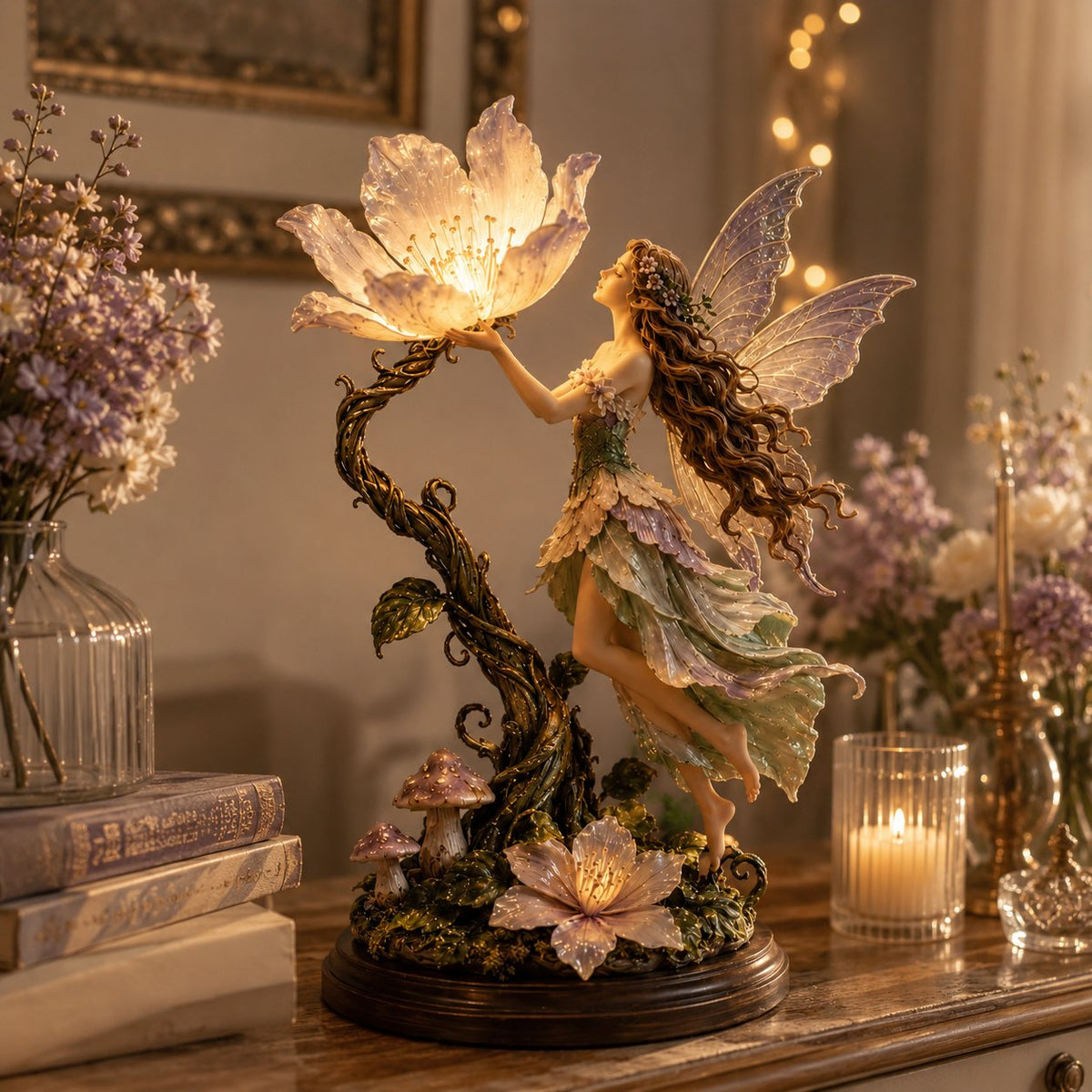 Flower Fairy Night Light Sculpted Table Lamp